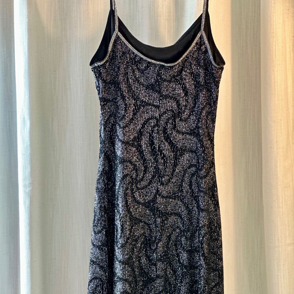 Vintage California Concept Silver/black Evening Fringe Dress - Picture 3 of 4